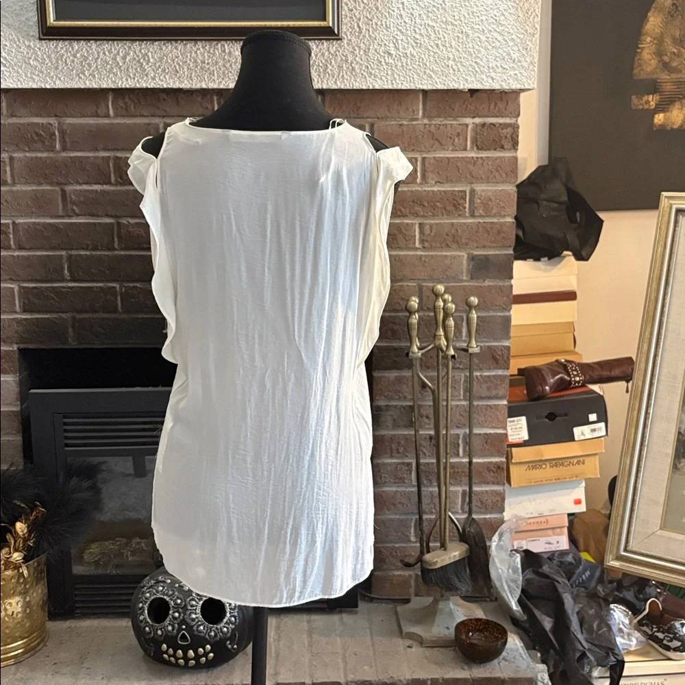 Zara White Ruched Blouse - Picture 2 of 4